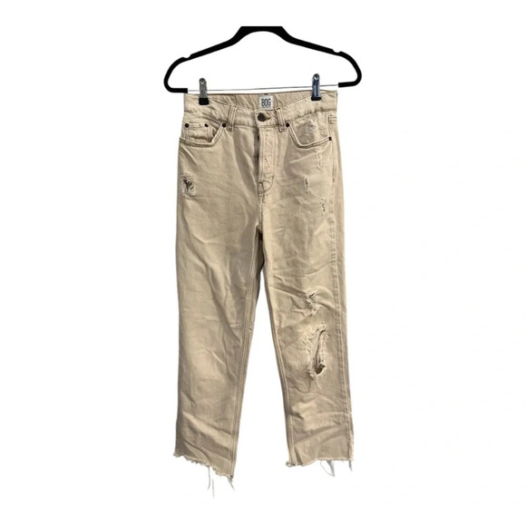 BDG Urban Outfitters PAX Women's 26 Natural Pax Beige Ripped Straight Jeans - Picture 3 of 11